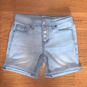 Button Up Light Blue Jean Shorts